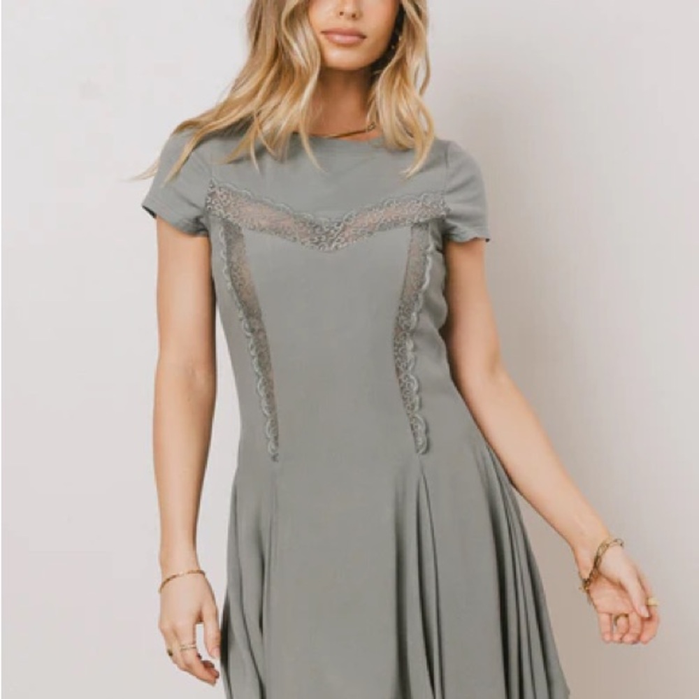 Bohme Sage Lace Accent Mini Dress